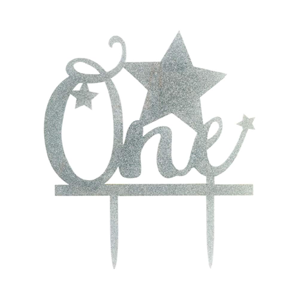 Premium Silver Glitter Star Cake Topper for 1st Birthday, Anniversaries & Parties - Double-Sided Acrylic Cake Decorations for Weddings, Baby Showers & Special Events