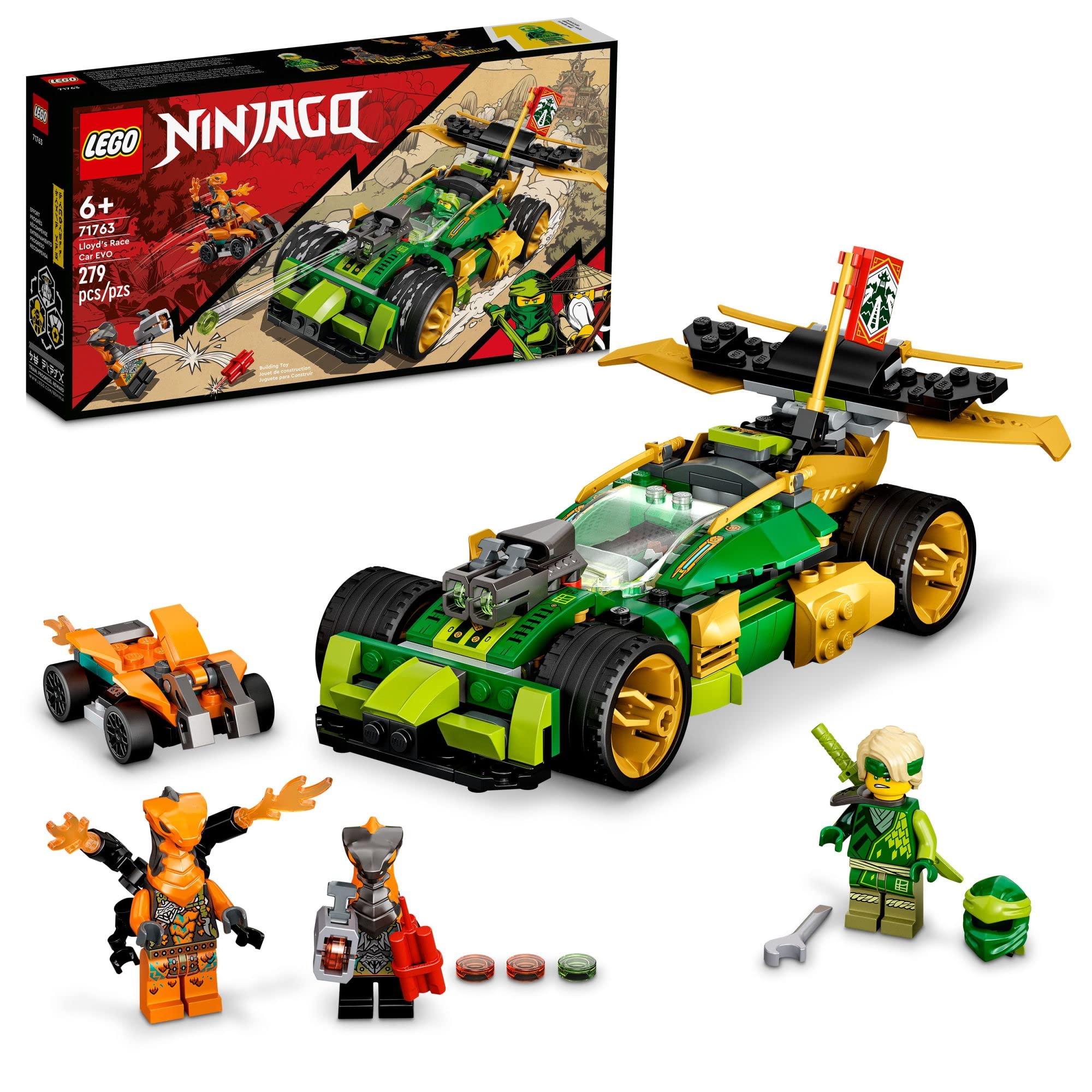 LEGO NINJAGO Lloyd's Race Car EVO 71763 Building Kit with Lloyd Toy Car & Snake Figures - 279 Piece Creative Construction Toy for Kids Ages 6+ - Perfect for Playtime, Birthday Gifts & Ninja-Themed Adventures