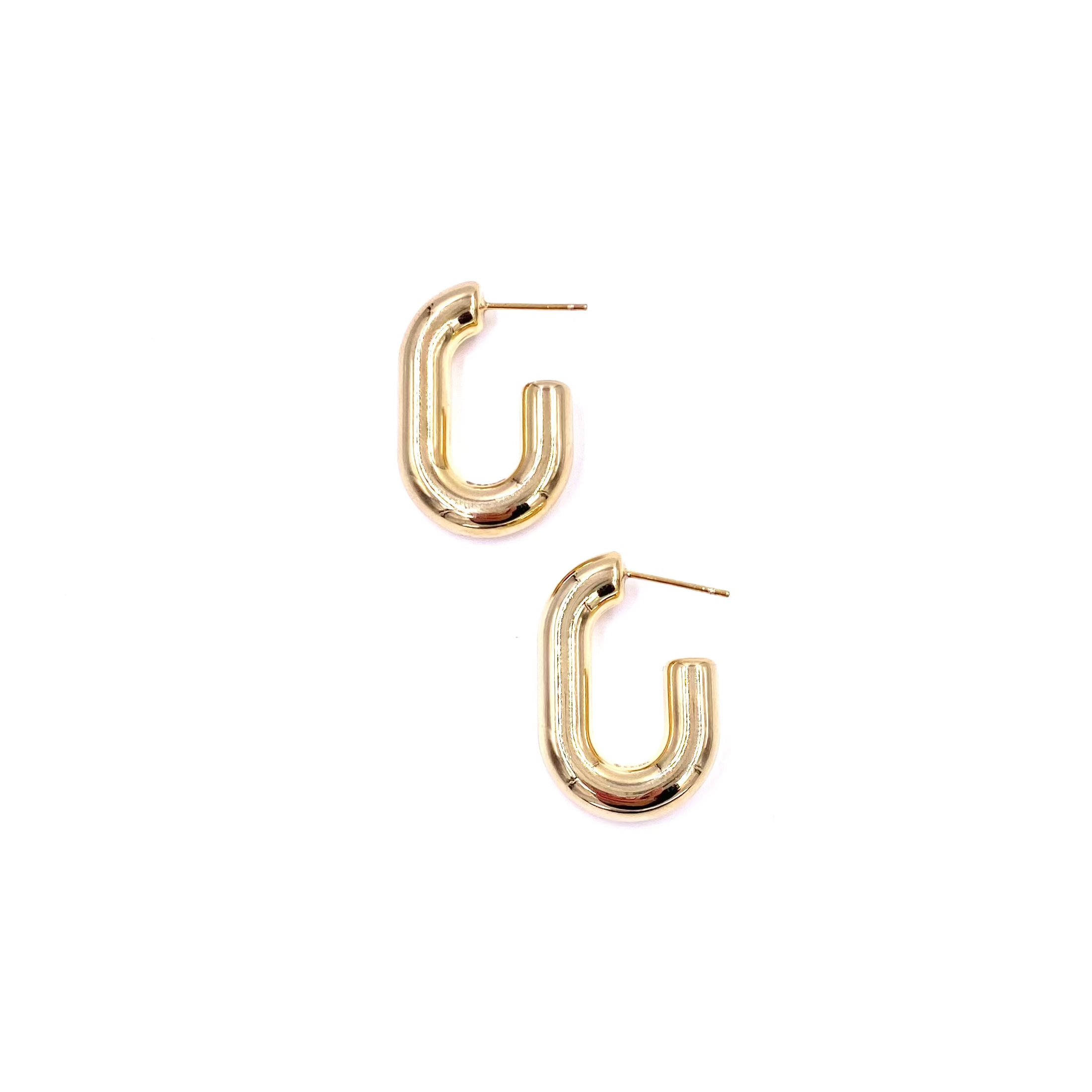 Ashley Gold Stainless Steel Rectangle Open Back Hoop Earrings for Women - Hypoallergenic Fashion Jewelry - Perfect for Parties, Weddings & Everyday Wear