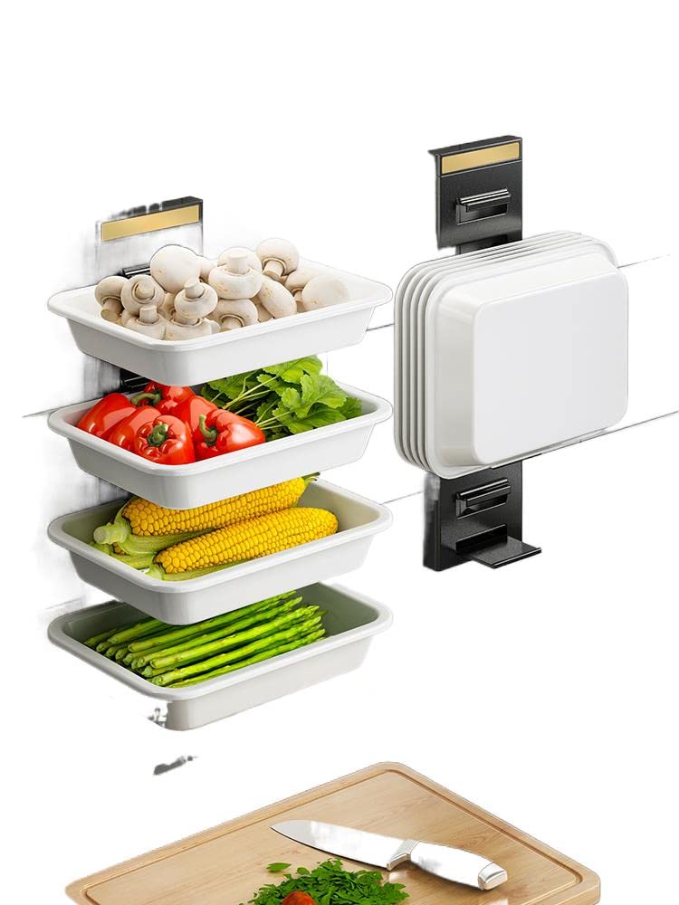 Stainless Steel Kitchen Prep Rack - Wall Mounted Multi-Tier Spice & Vegetable Organizer - No Drill Hanging Storage for Countertop, Pantry & Small Space Cooking