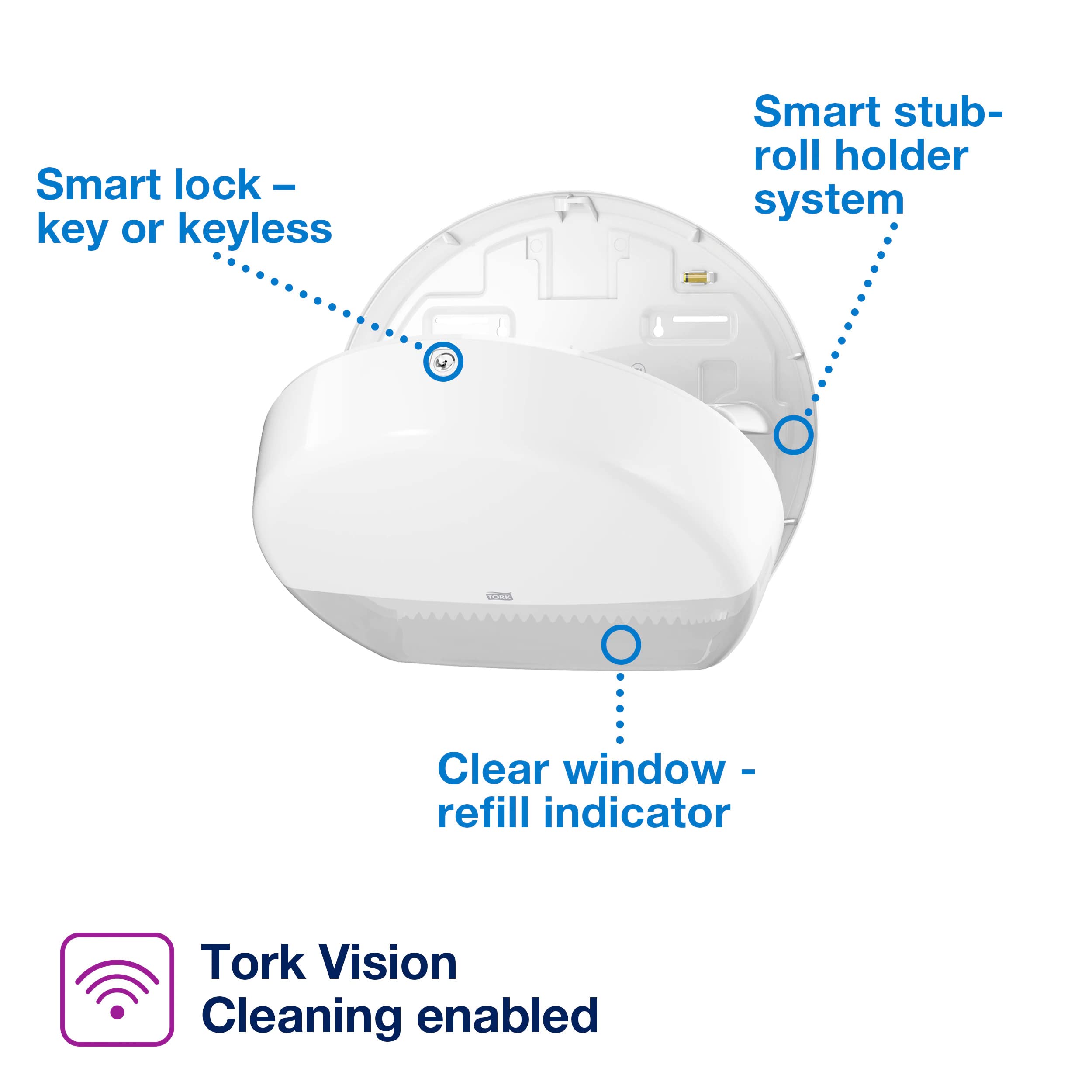 Tork 871800 White Wipes Dispenser - Wall Mounted Paper Towel Holder for Kitchen, Bathroom & Office Use