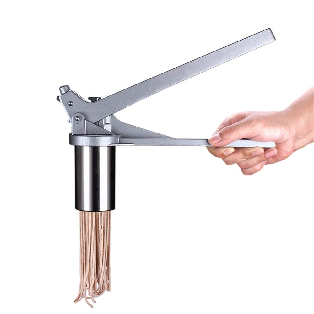 Stainless Steel Manual Pasta Press - Portable Noodle Maker with 8 Moulds, Multifunction Crank Cutter for Pasta, Fruits & Vegetables - Perfect for Home Cooking, Italian Cuisine & DIY Kitchen Creations