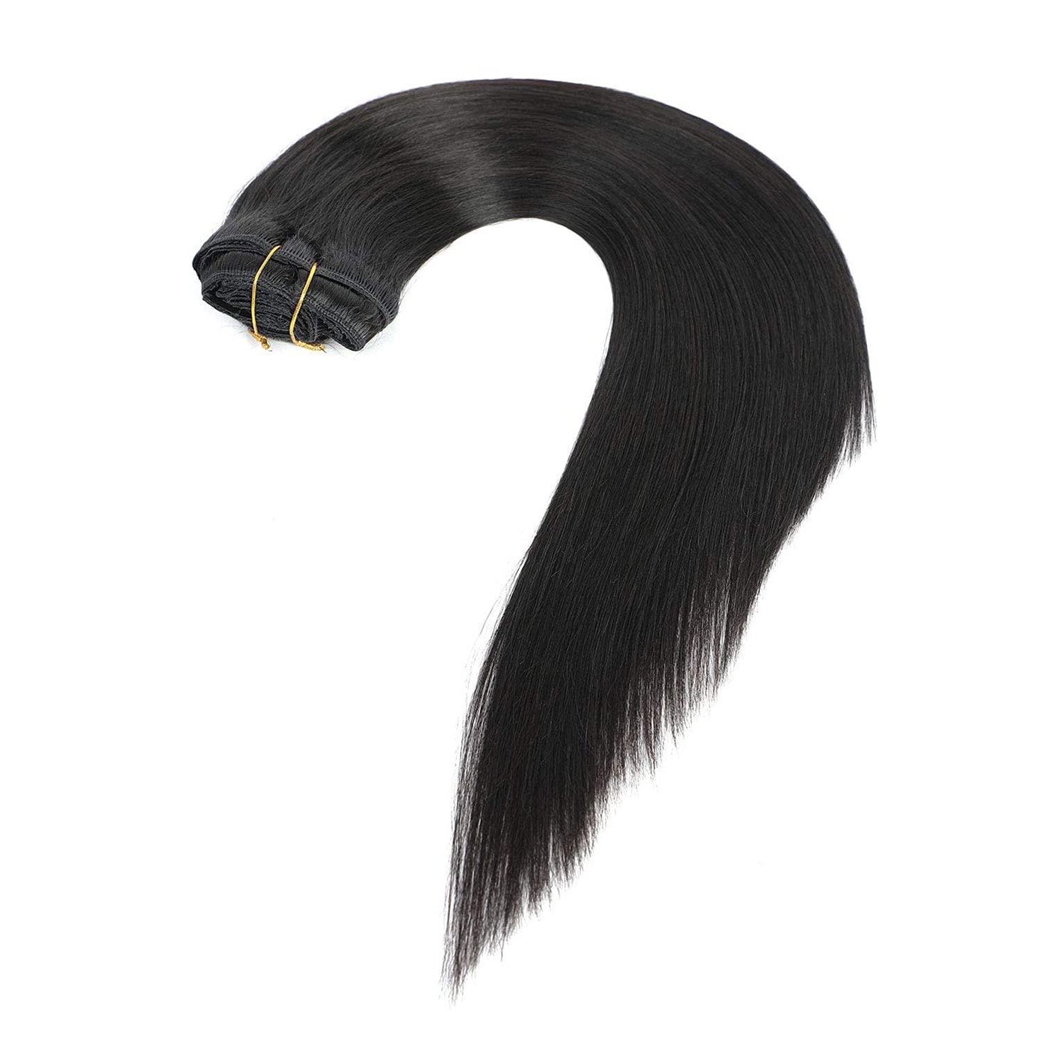 Brazilian Virgin Remy Human Hair Clip-in Extensions - 100% Real Human Hair, 8Pcs 12 Inch Double Weft (120g) for Black Women - Natural Black Color for Daily Styling & Special Occasions