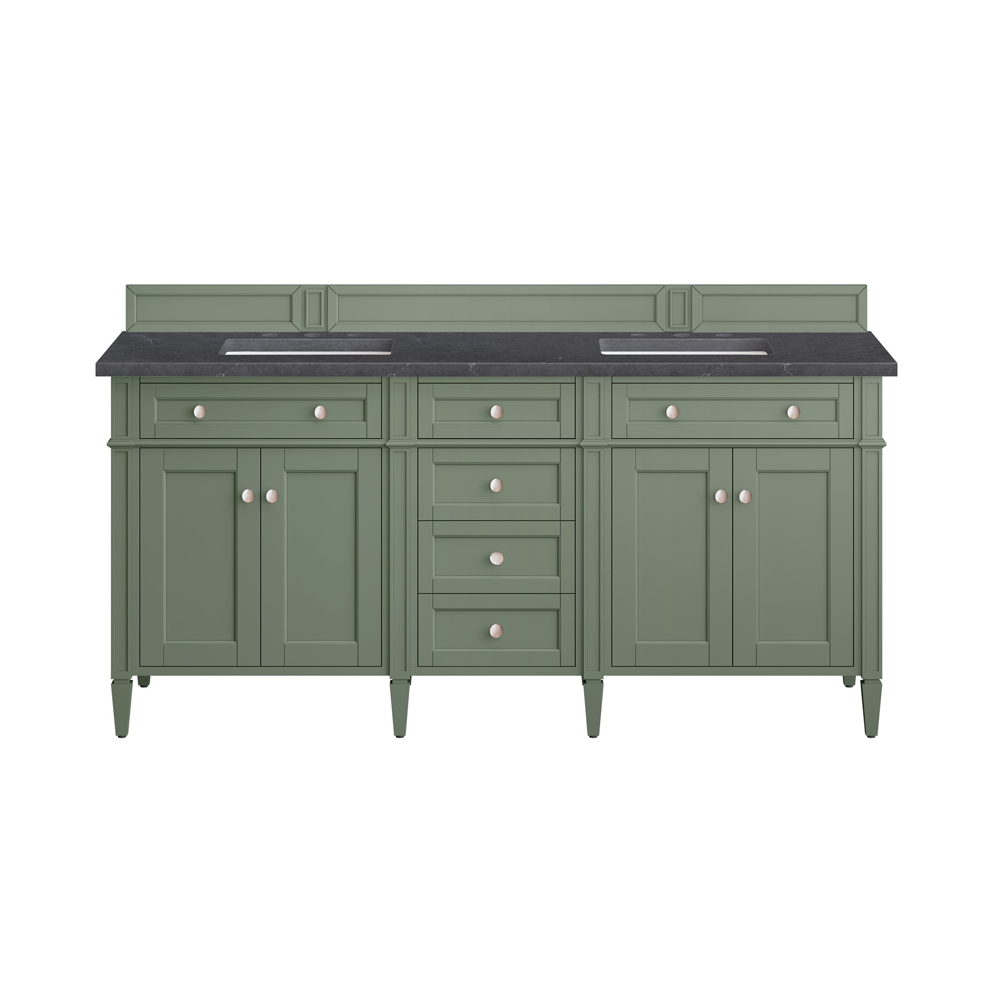 Brittany 72-Inch Double Vanity with Smokey Celadon Finish & 3CM Charcoal Soapstone Top - Perfect for Master Bathroom Renovation and Modern Home Decor