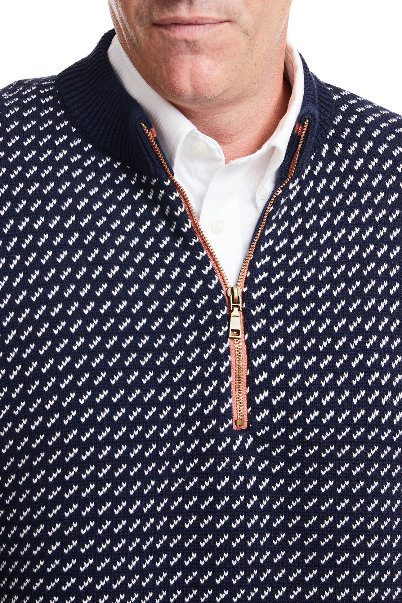 1/4 Zip Sweater for Men - Navy Birdseye Knit Pullover - Lightweight & Comfortable for Casual Wear, Outdoor Activities & Layering