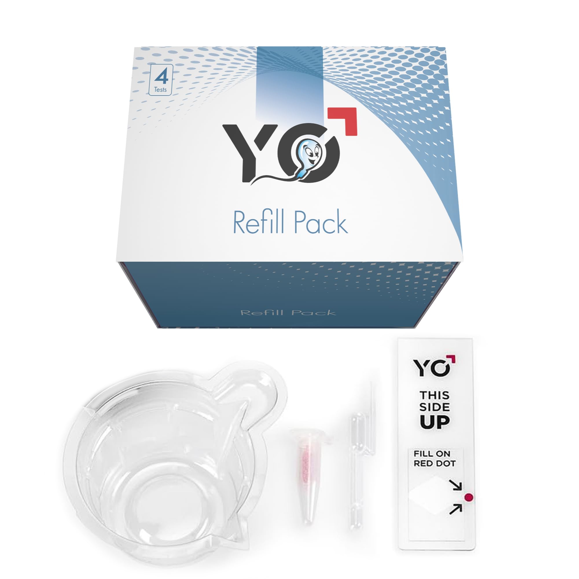 YO Home Sperm Test Refill Kit - 4 Additional Motile Semen Analysis Tests | Compatible with YO Testing Device (Refill Pack Only) | Perfect for At-Home Fertility Tracking & Male Reproductive Health Monitoring