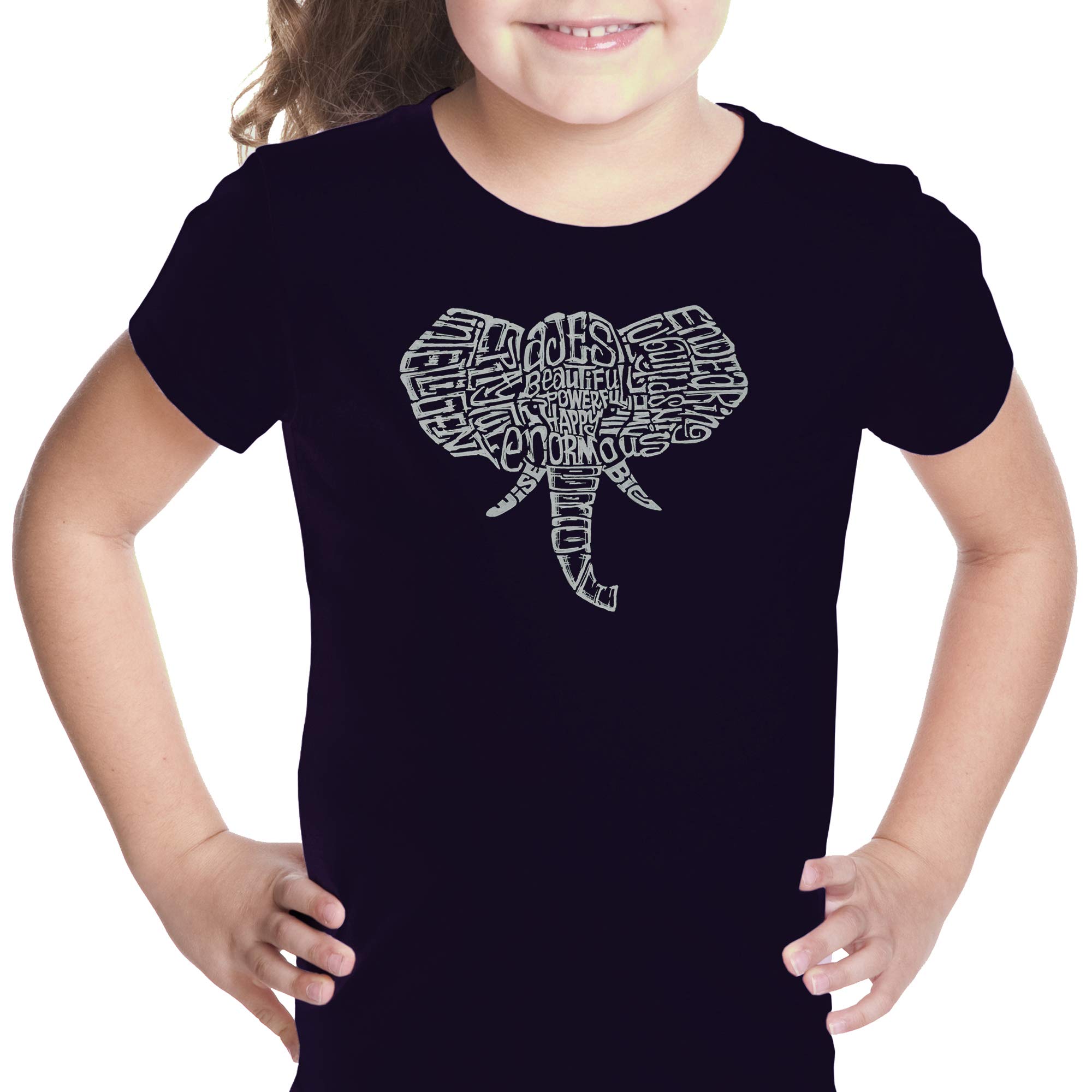 LA POP ART Girl's Word Art Graphic T-Shirt - Trendy Elephant Tusks Design | Cute Casual Outfit for School, Playdates & Family Outings