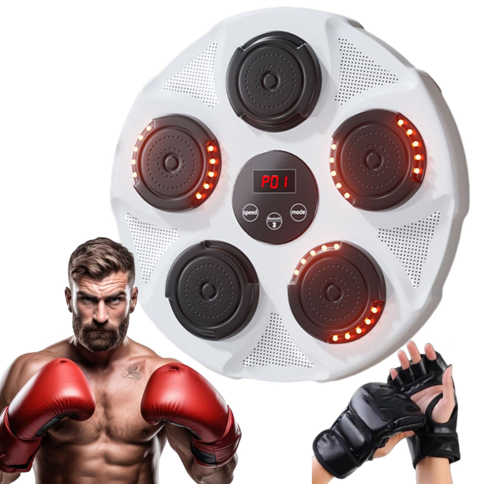 Electronic Boxing Machine with Bluetooth - Wall Mounted Music Punching Bag for Boxing Training & Fitness Workouts | Perfect for Home Gyms, Boxing Practice & Stress Relief