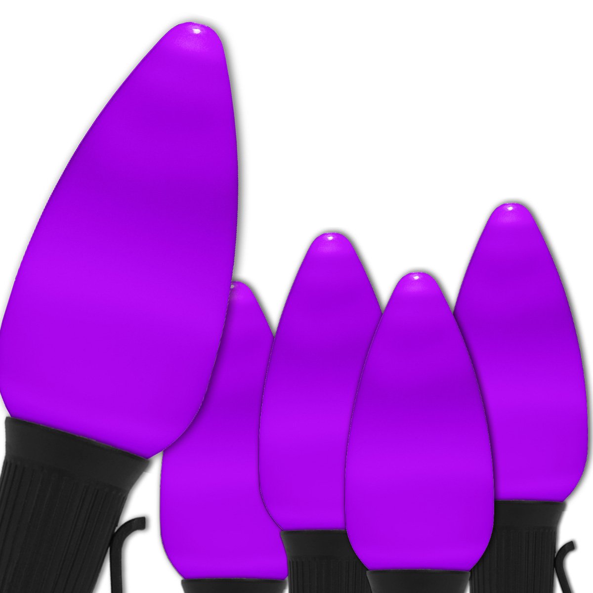 OptiCore C9 Halloween String Lights - 25 ft Commercial Grade Outdoor Hanging Lights (25 Purple Smooth/Opaque Bulbs) - Heavy Duty Fall & Halloween Decorations for Porch, Yard, and Party Decor