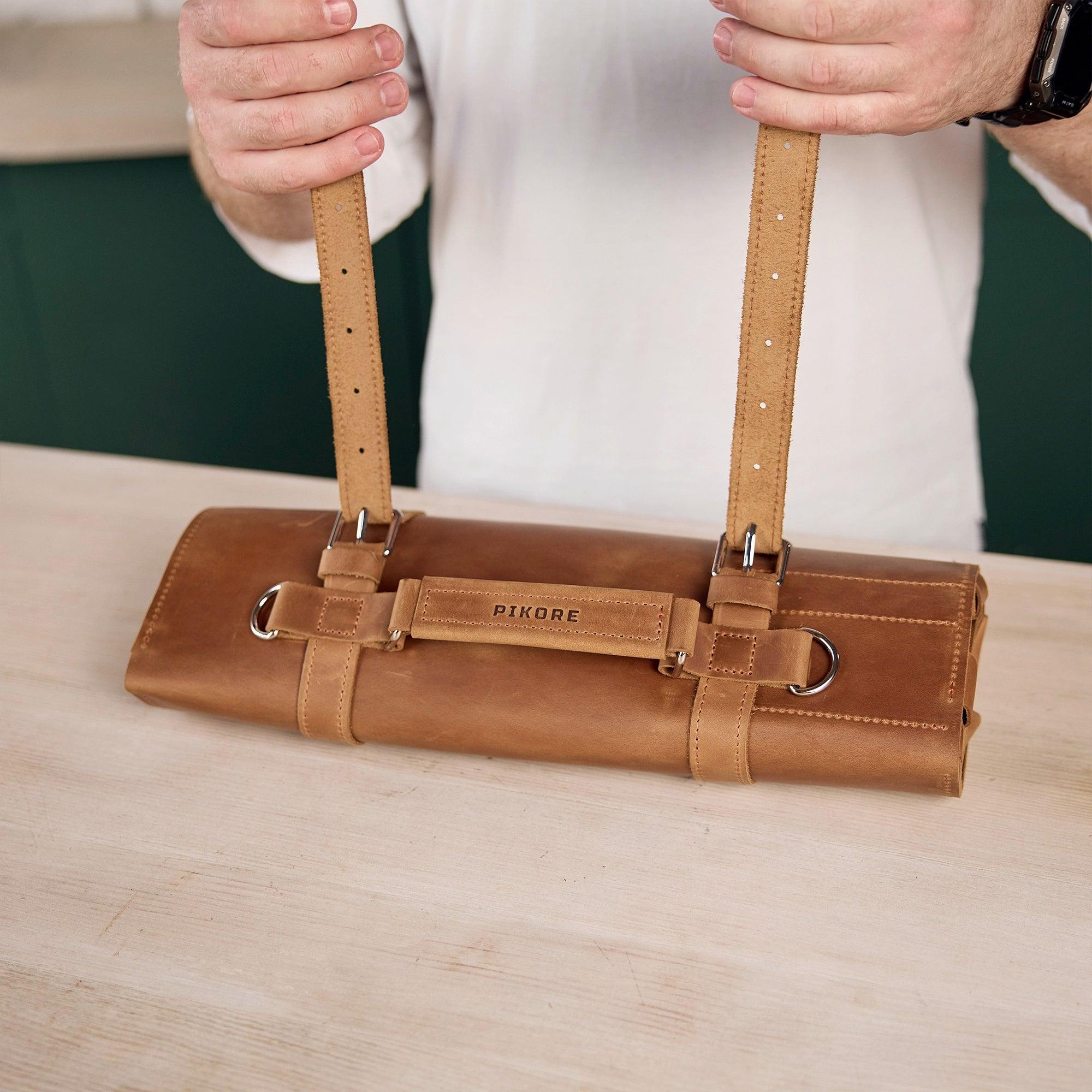 Premium Leather Knife Roll for Chefs & Butchers - Durable Professional Knife Storage Case with 12 Slots - Perfect for Kitchen, Camping & Culinary Gifts