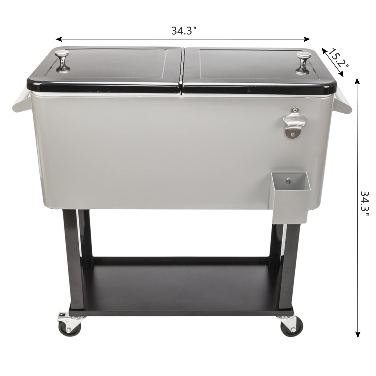 Henf 80 Quart Rolling Cooler with Wheels - Portable Ice Chest for Outdoor Parties, Camping & Tailgating - Features Shelf, Bottle Opener & Cart Design - Perfect for Backyard BBQs, Beach Trips & Sporting Events