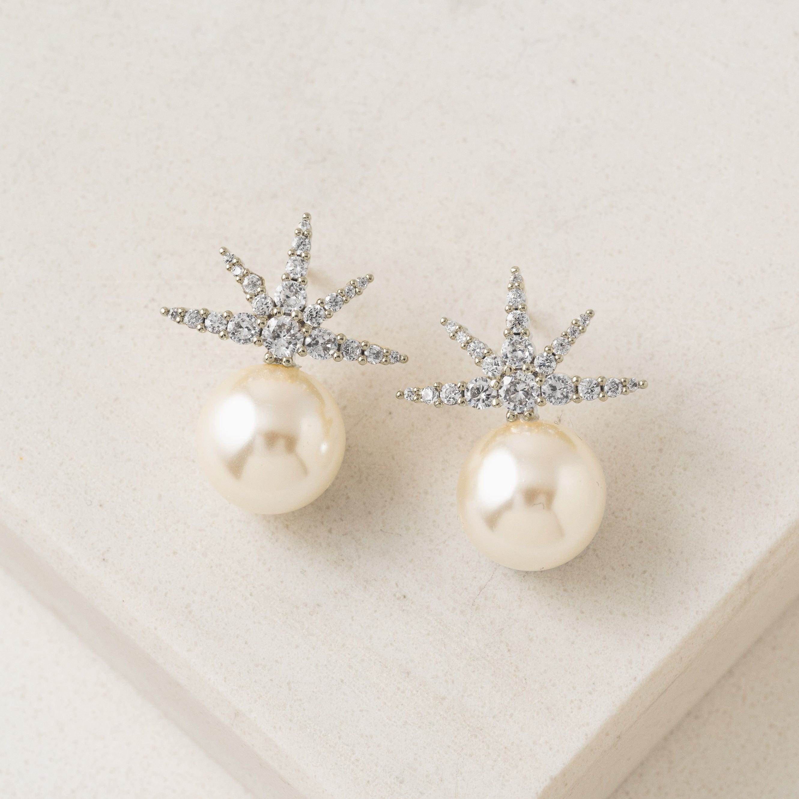 Etoile Star Pearl Stud Earrings for Women - 925 Sterling Silver Hypoallergenic Earrings - Perfect for Wedding, Party & Everyday Wear