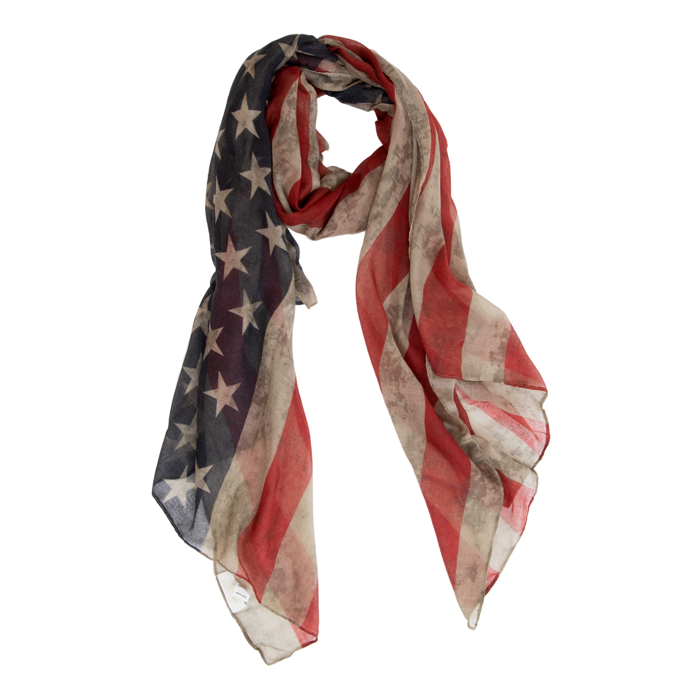Women's Distressed Woven American Flag Scarf - Stylish Patriotic Fashion Accessory for Everyday Wear, Outdoor Activities & Special Events