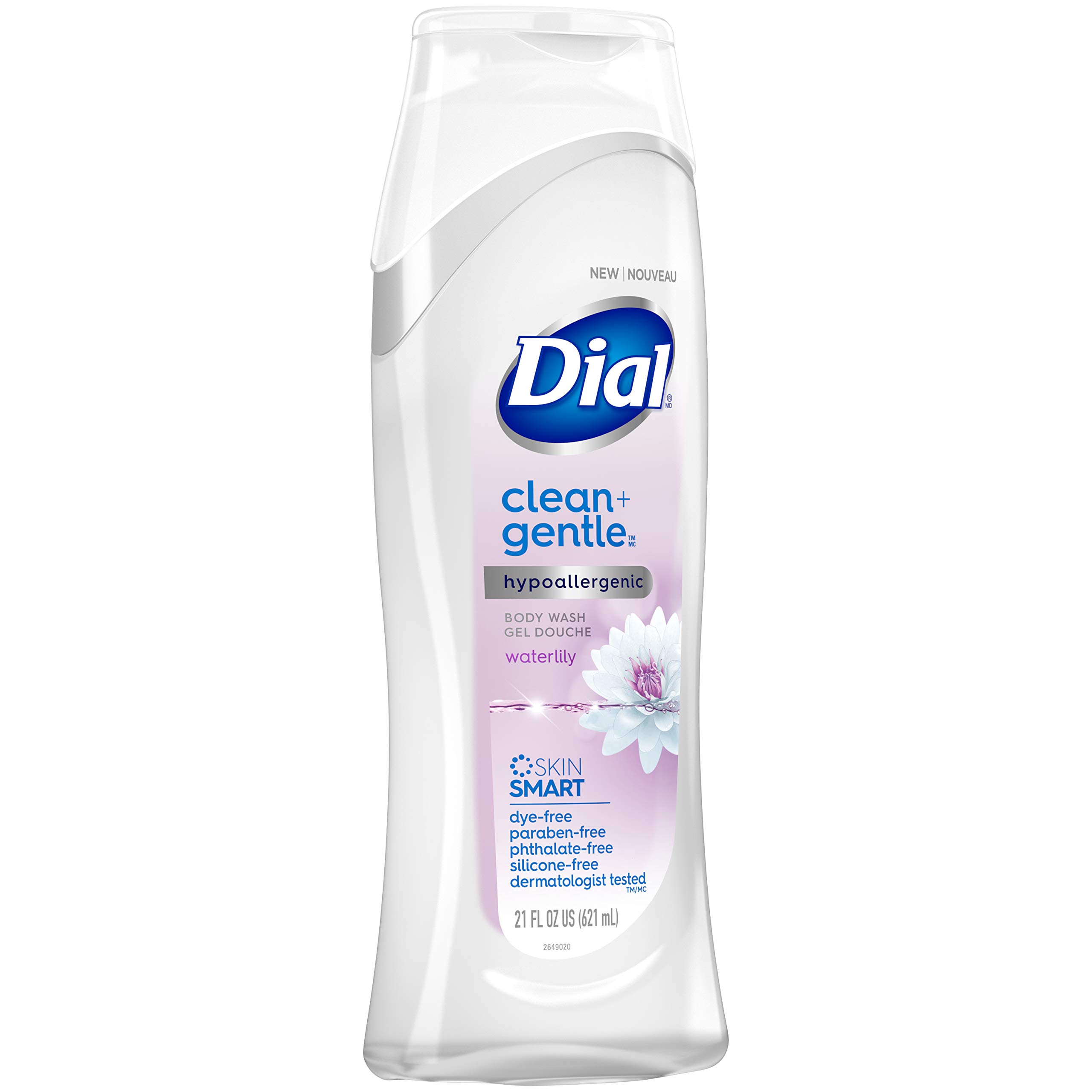 Dial Clean + Gentle Body Wash with Waterlily Scent - 21 Fl Oz | Hydrating & Soap-Free Formula for Sensitive Skin | Perfect for Daily Shower & Relaxing Bath Time