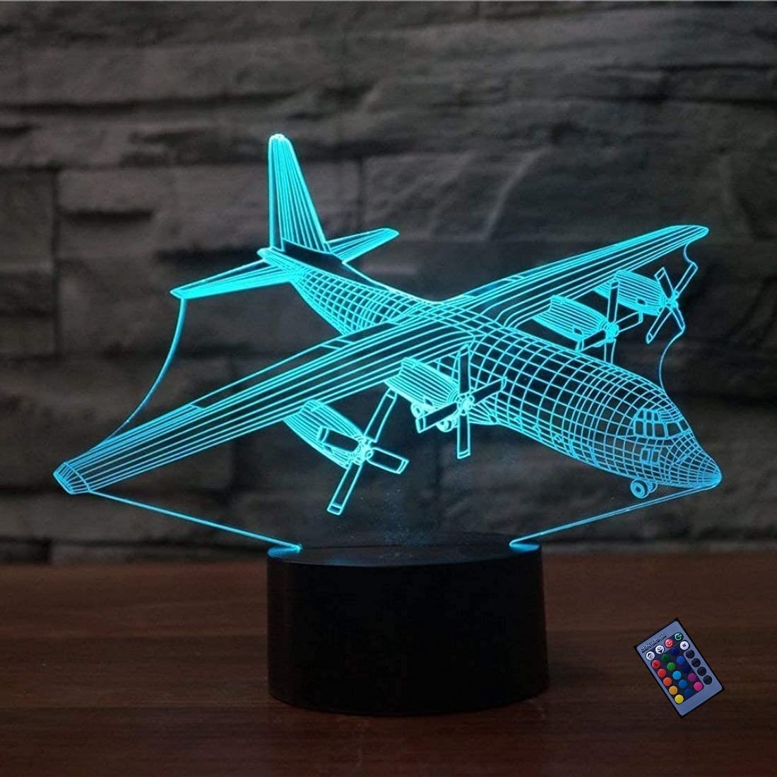 YTDZ Creative 3D Aircraft Night Light - 16 Color Changing LED Desk Lamp with USB Power, Remote Control & Touch Switch - Perfect for Bedroom, Kids Room, Office Decor & Gift Giving