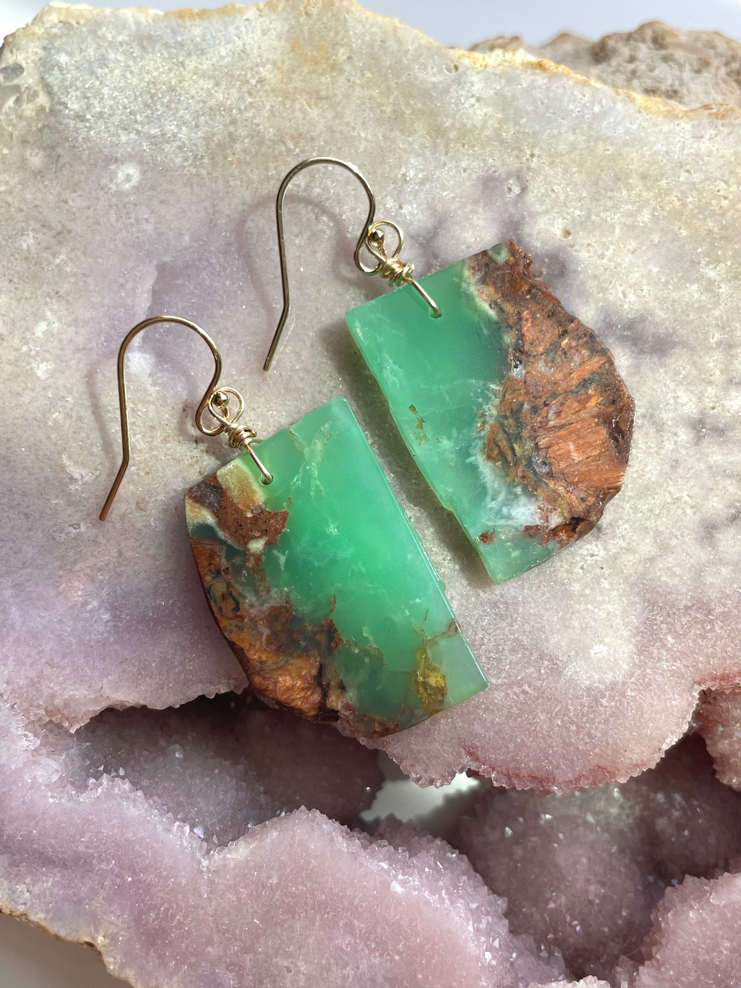 Chrysoprase Statement Earrings - 14K Gold Filled Dangle Earrings for Women | Elegant Jewelry Gift for Birthday, Anniversary & Special Occasions