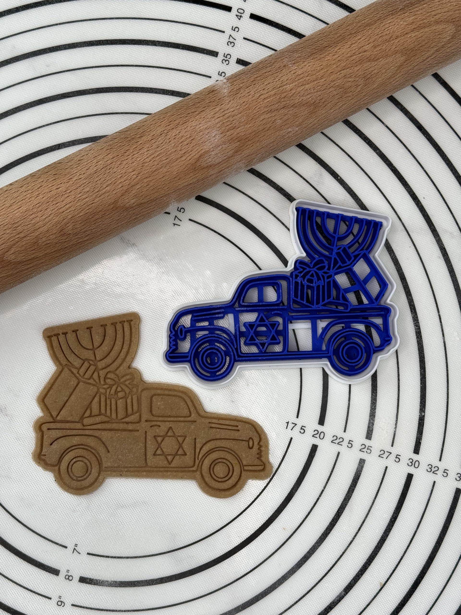 3D Printed Hanukkah Truck Cookie Cutter & Mold Set - Holiday Baking Decorations for Hanukkah Cookies, Gingerbread, and Festive Treats