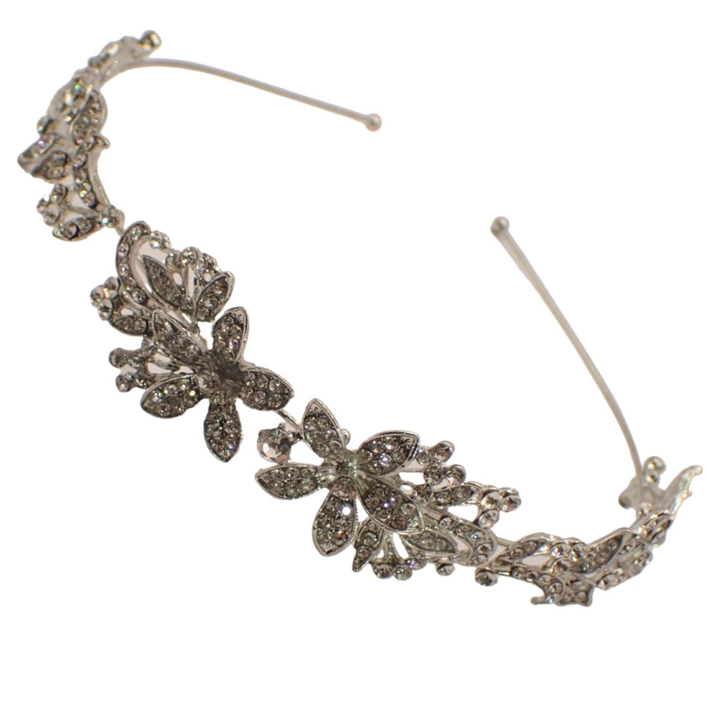 Topkids Bridal Headband for Wedding - Floral Crystal Tiara Crown for Bride, Flower Girl, Bridesmaid & Prom | Elegant Alice Band Headpiece for Women & Girls | Perfect for Weddings, Parties & Special Occasions