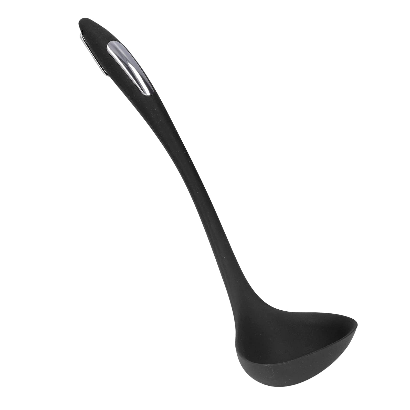 Silicone Kitchen Spoon - Soft, Non-Slip & Space-Saving Cooking Utensil for Family Dining | Ideal for Cooking, Serving & Everyday Kitchen Use (Black)