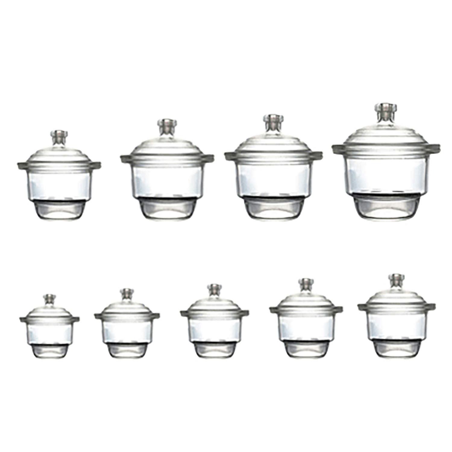240mm (9.5 Inch) Vacuum Desiccator Jar with Porcelain Plate - Laboratory Grade Glass Drying Container with Ground Glass Stopper - Ideal for Chemical Storage, Moisture Removal & Scientific Experiments