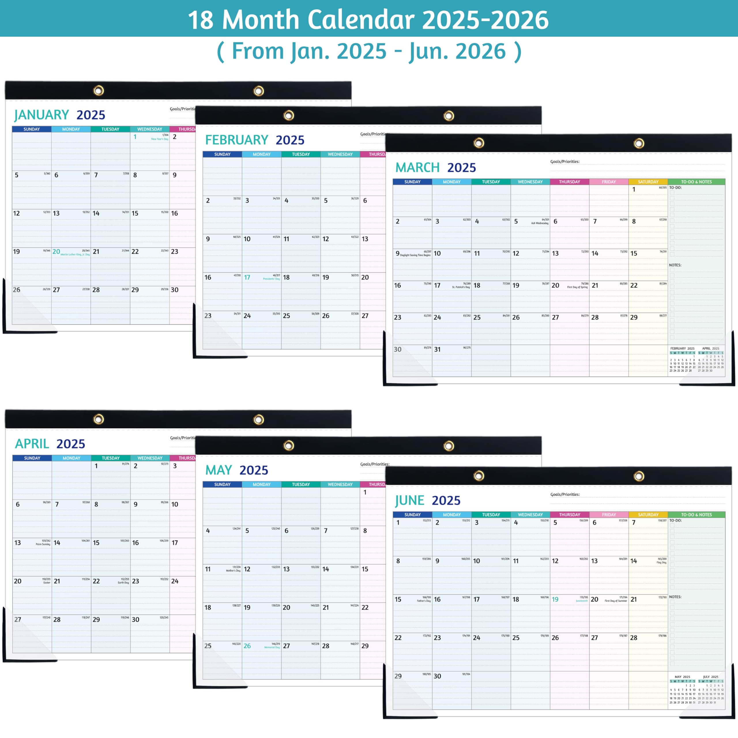 2025-2026 Monthly Desk Calendar Planner (Jan 2025-Jun 2026) - 17