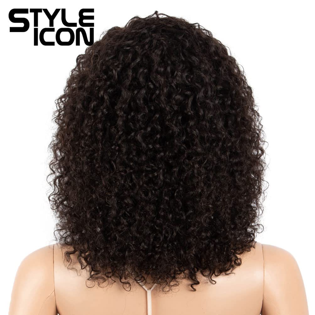 Short Curly Afro Wigs for Black Women - 100% Human Hair Wigs with Bangs (14 Inches, Natural Black) | Perfect for Daily Wear, Cosplay & Special Occasions
