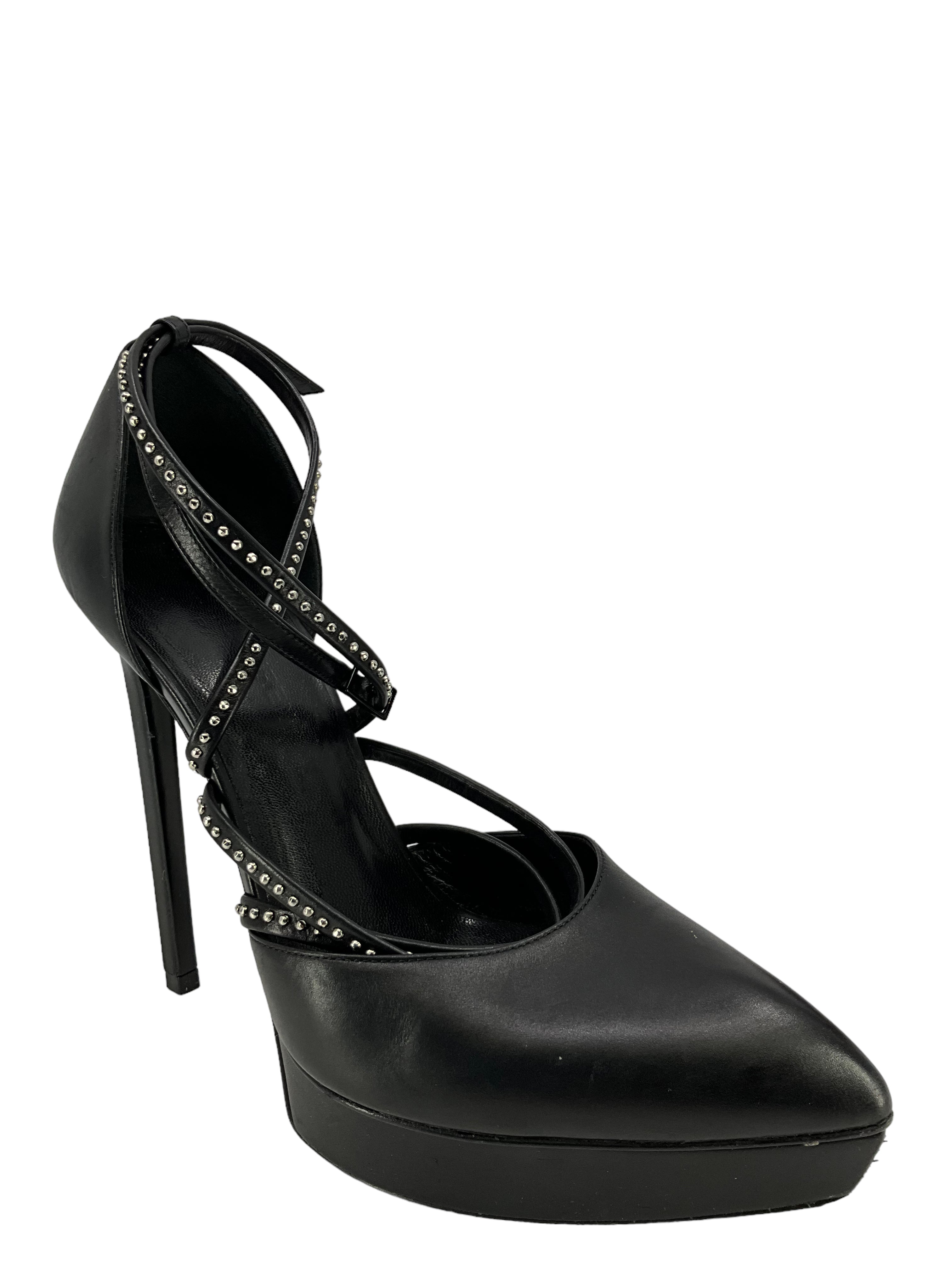 Saint Laurent Calfskin Studded Janis Pumps - Women's Size 7 Luxury Heels for Parties, Weddings & Evening Events