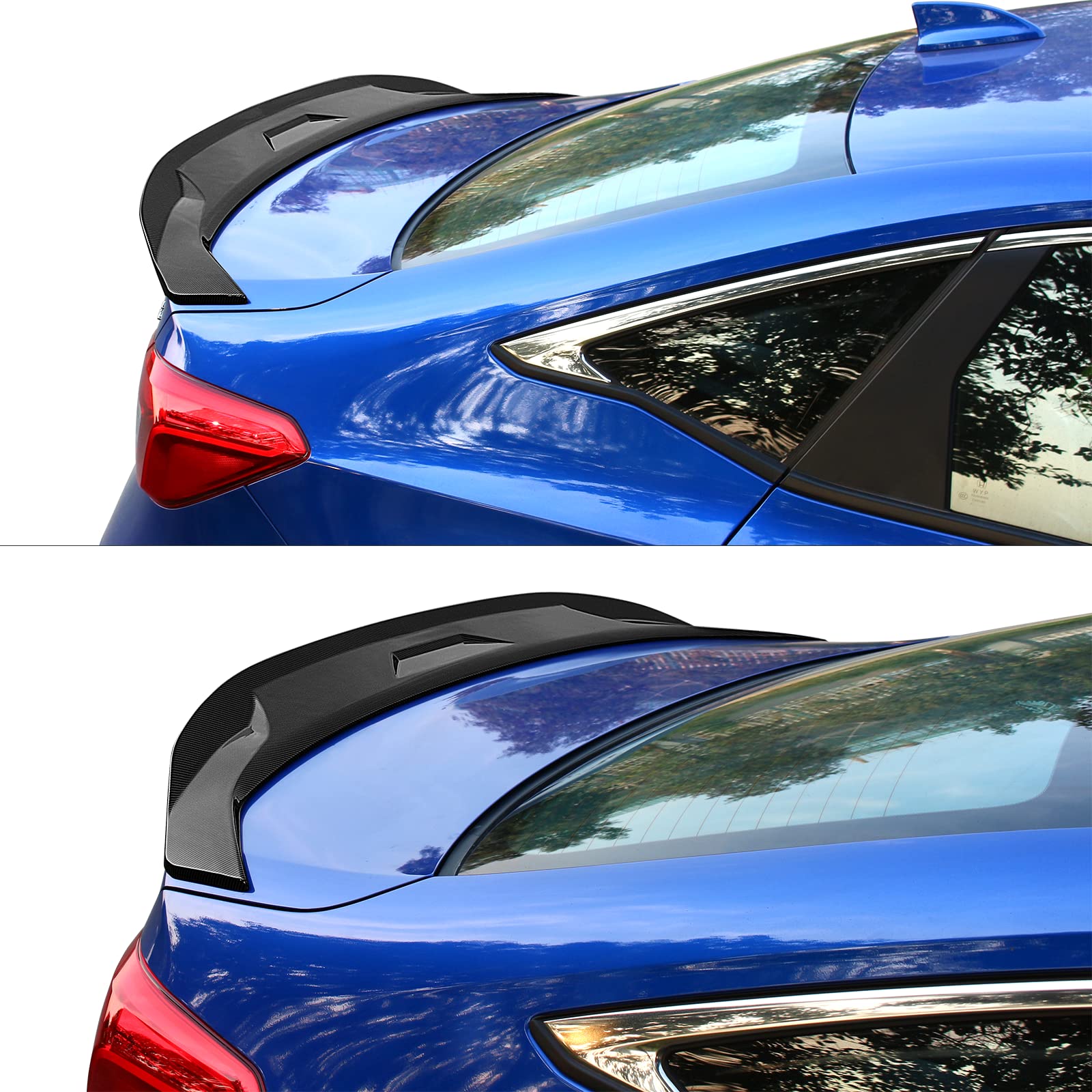 IKON MOTORSPORTS JDM Style ABS Plastic Trunk Spoiler for 2022-2025 Honda Civic Sedan 4-Door - Carbon Fiber Print Rear Tail Wing Lip | Enhances Aerodynamics & Sporty Look for Street Racing & Car Shows