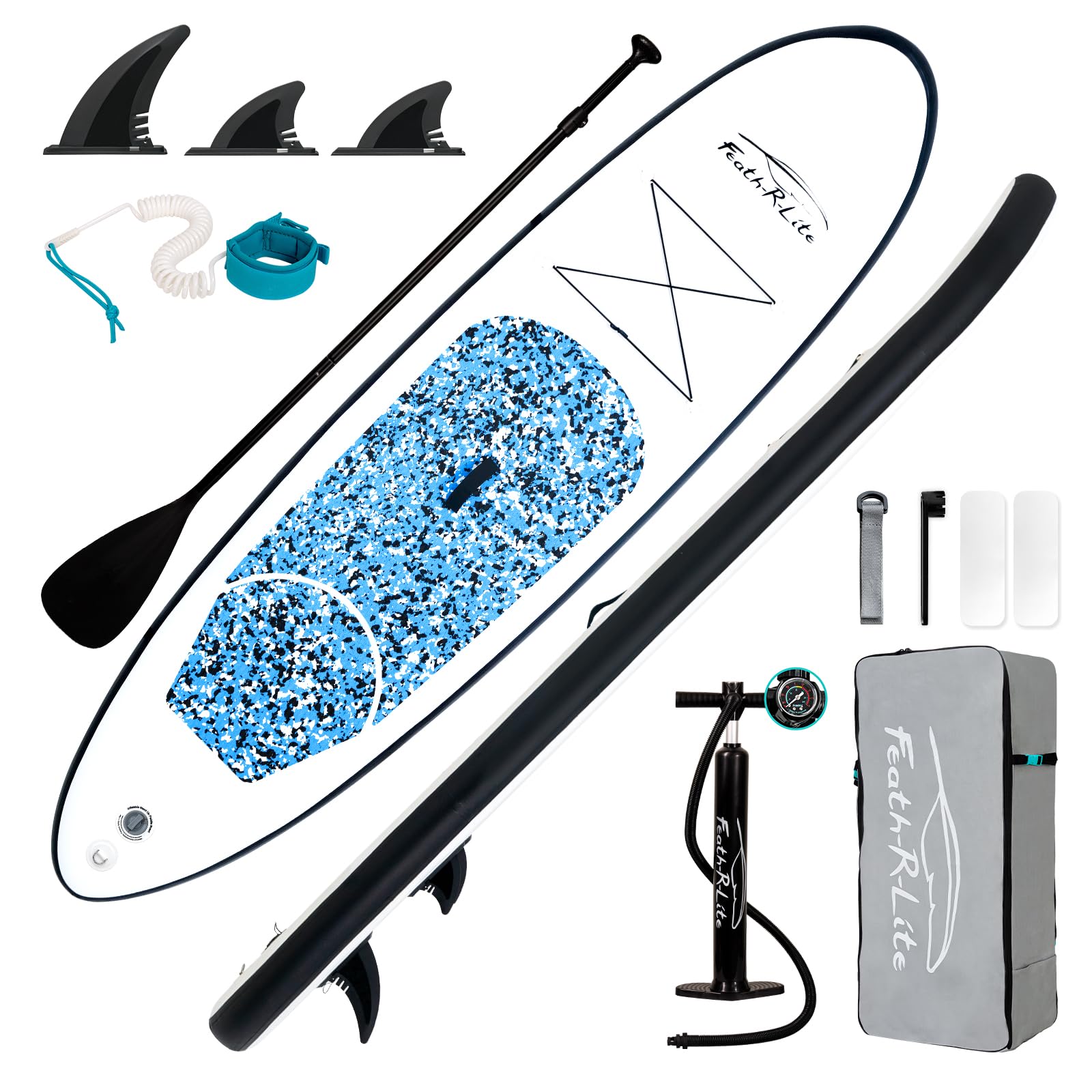 FEATH-R-LITE Inflatable Ultra-Light 10'×30''/10'6''×33'' Stand Up Paddle Board for All Skill Levels | Premium SUP Paddleboard Accessories Included | Non-Slip Comfort Deck for Youth & Adults | Perfect for Yoga, Fishing & Family Fun on Lakes, Rivers & Oceans