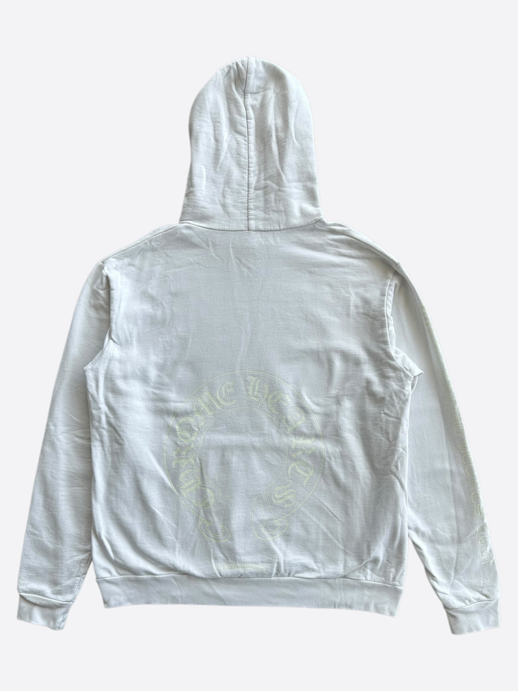 Chrome Hearts White Glow-in-the-Dark Horseshoe Logo Hoodie for Men & Women | Streetwear Fashion | Perfect for Night Out & Urban Style