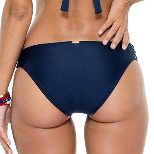 Luli Fama Women's Full Coverage Bikini Bottom - Mambo Lace Up Grommet Swimwear for Beach, Pool & Vacation | High Waisted Comfortable Swim Shorts for Women