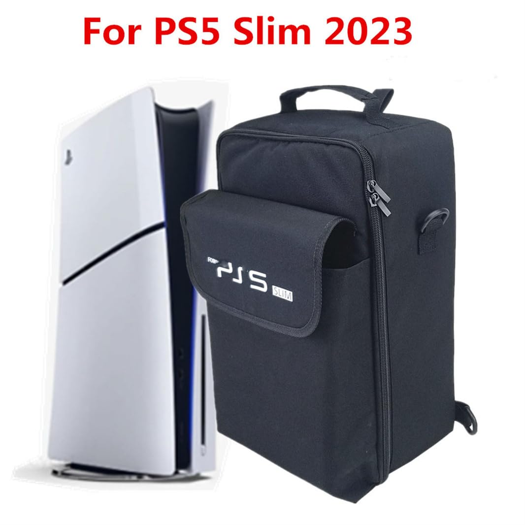Portable Travel Case for PS5 Slim - Lightweight Carry Bag, Sling Backpack & Console Accessories Storage - Perfect for Gaming, Travel & Outdoor Use (Without Logo)