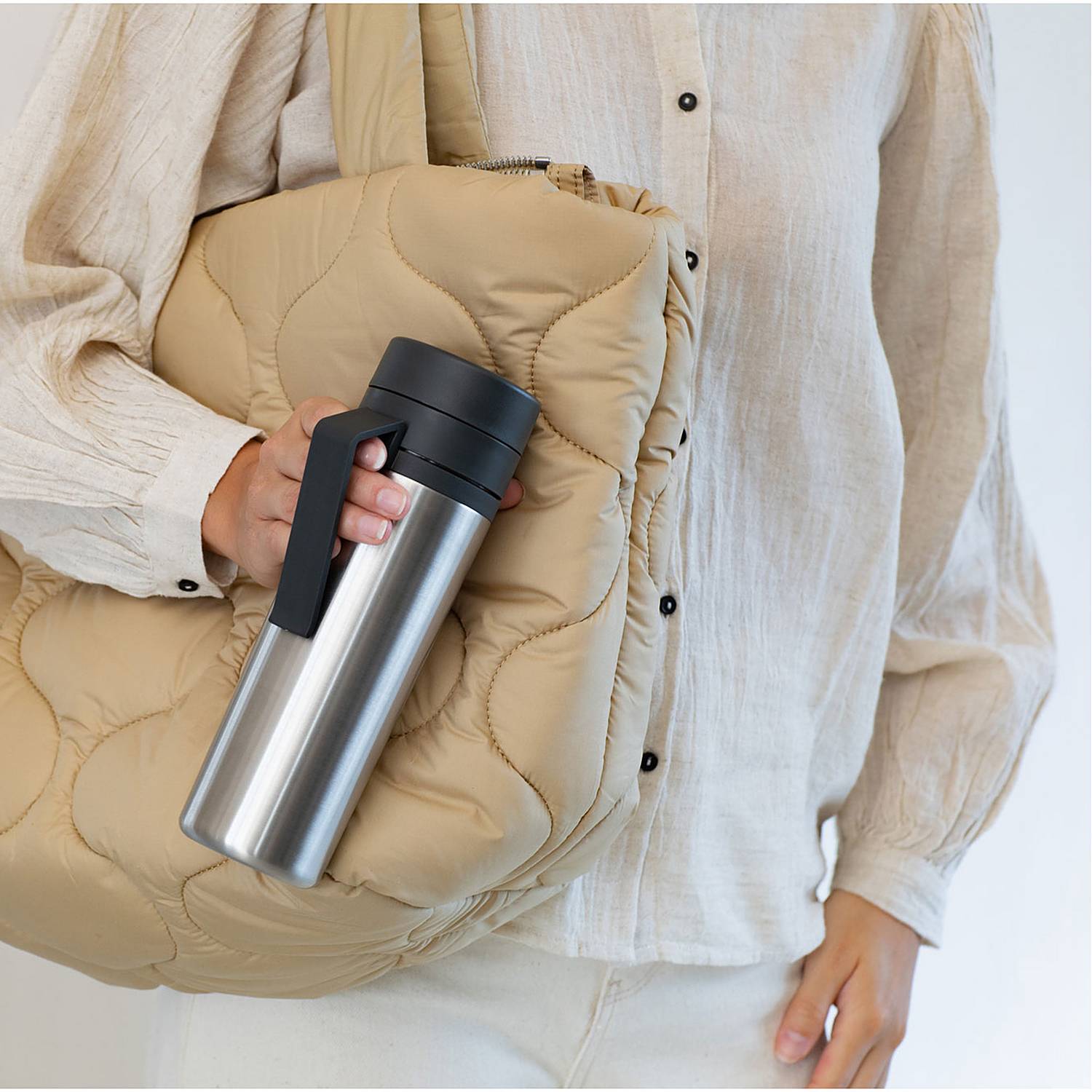 Insulated Stainless Steel Flask 0.5L (17oz) - Dark Grey, Leak-Proof & Temperature Control for Coffee, Tea or Water - Perfect for Travel, Camping & Outdoor Activities