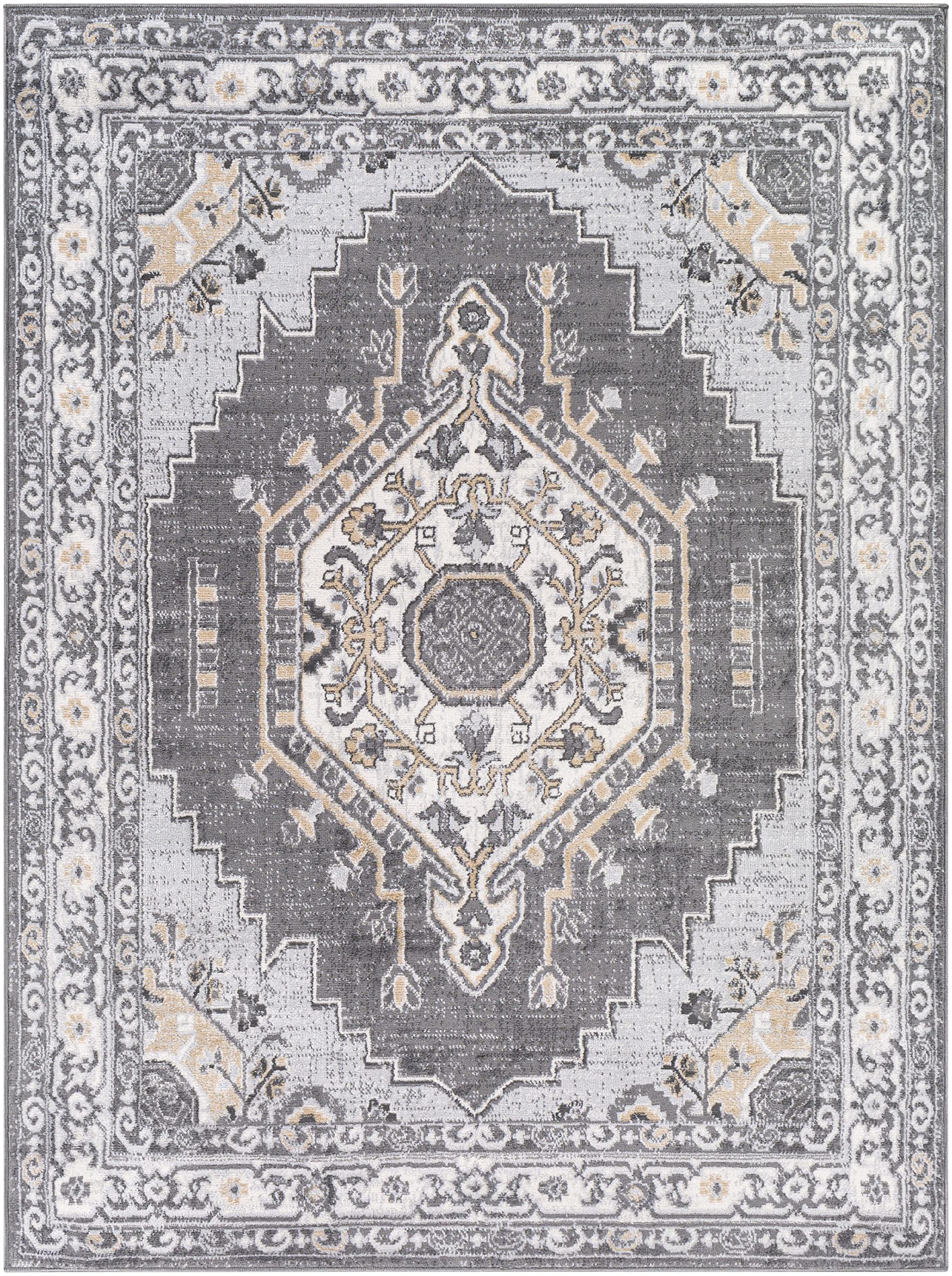Mark&Day 5x7 Bekelaar Traditional Nickel Area Rug - Gray Brown White Non-Slip Carpet for Living Room, Bedroom, Kitchen - Soft & Durable (5'3