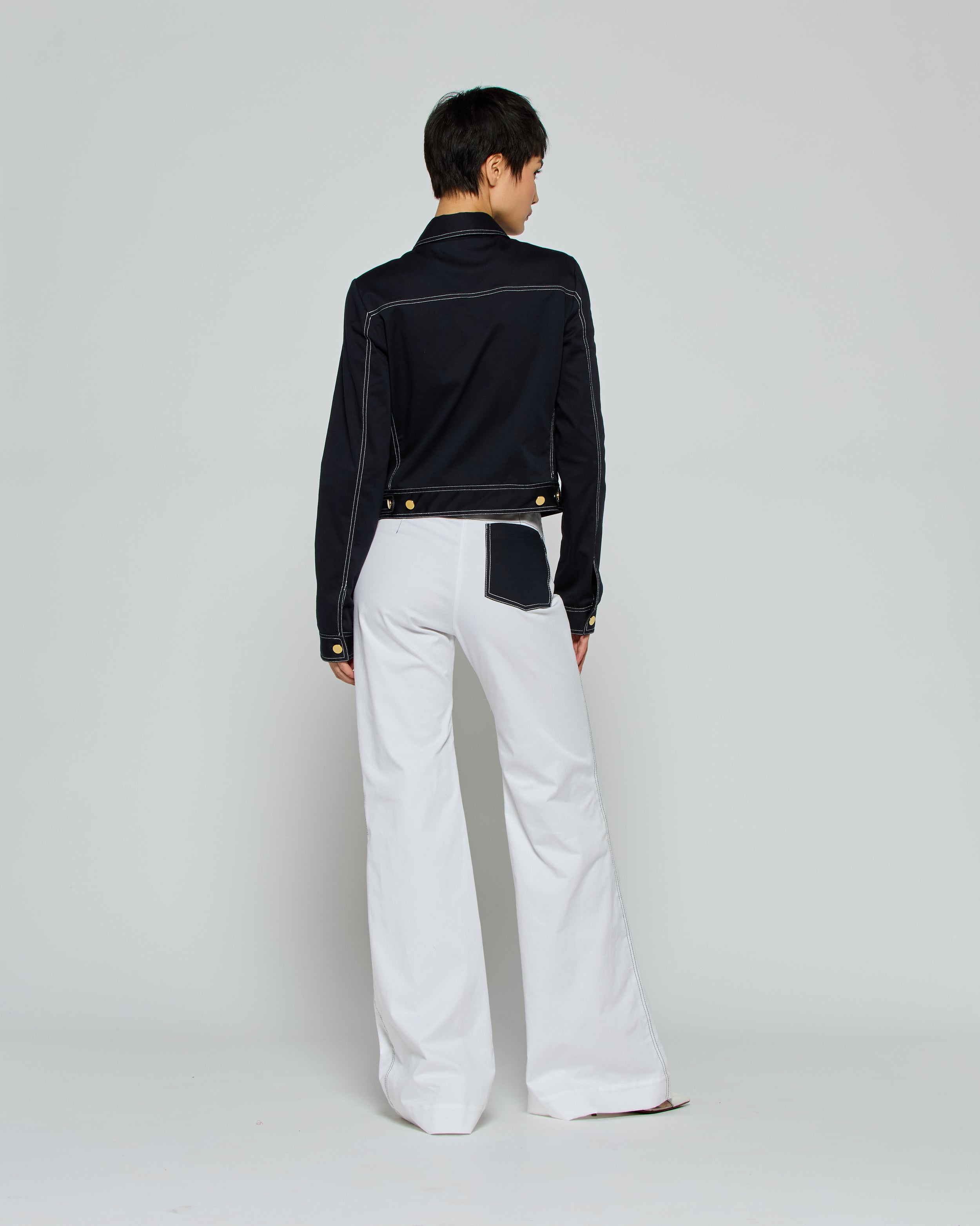 Women's High Waist Flare Pants with Contrast Pockets - White | Casual & Office Wear | Perfect for Work, Date Night & Everyday Outfits