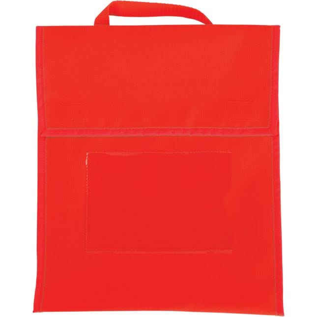 Really Good Stuff Book Pouch - 36 Pack Waterproof Fabric Book Bags for School, Homework & Library - Durable Stitched Handles with Clear Name Tag Pocket (Medium Red) - Perfect for Classroom Organization & Student Book Storage