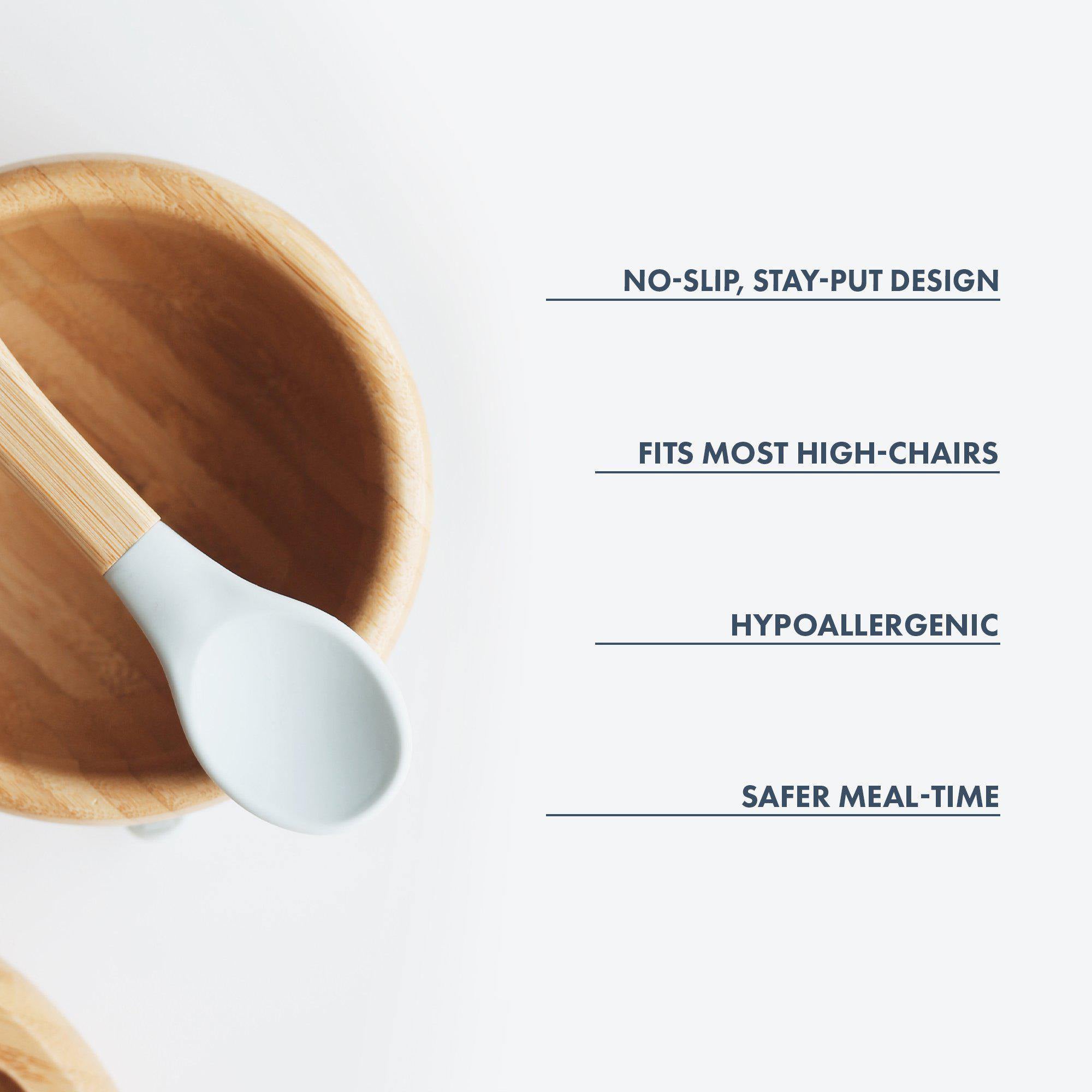 Avanchy Bamboo Suction Baby Bowl with Spoon - Eco-Friendly, Non-Slip, BPA-Free for Toddlers - Perfect for Baby-Led Weaning, Snacks & Mealtime
