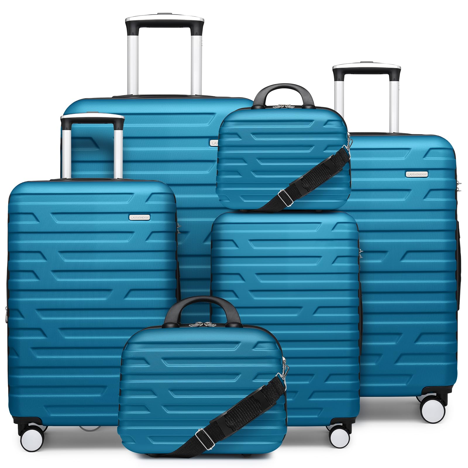 **6-Piece Lavender Hardside Expandable Luggage Set for Women with TSA Lock, Wheels & Cosmetic Cases – Lightweight Travel Suitcase for Airplane, Vacation & Business Trips (Blue)**