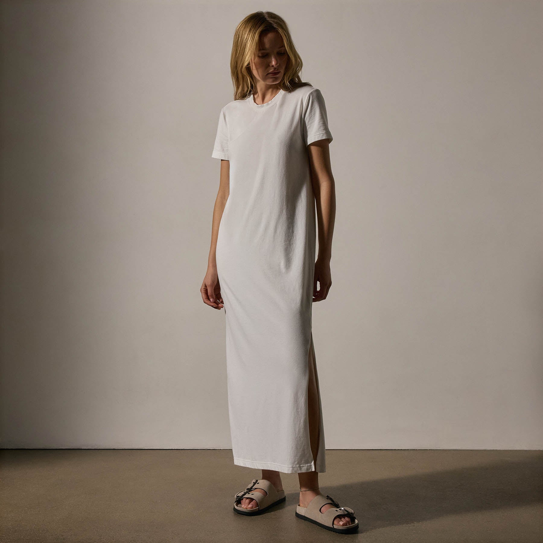 Relaxed White T-Shirt Dress for Women - Soft & Comfortable Casual Wear for Summer, Outings, and Lounge