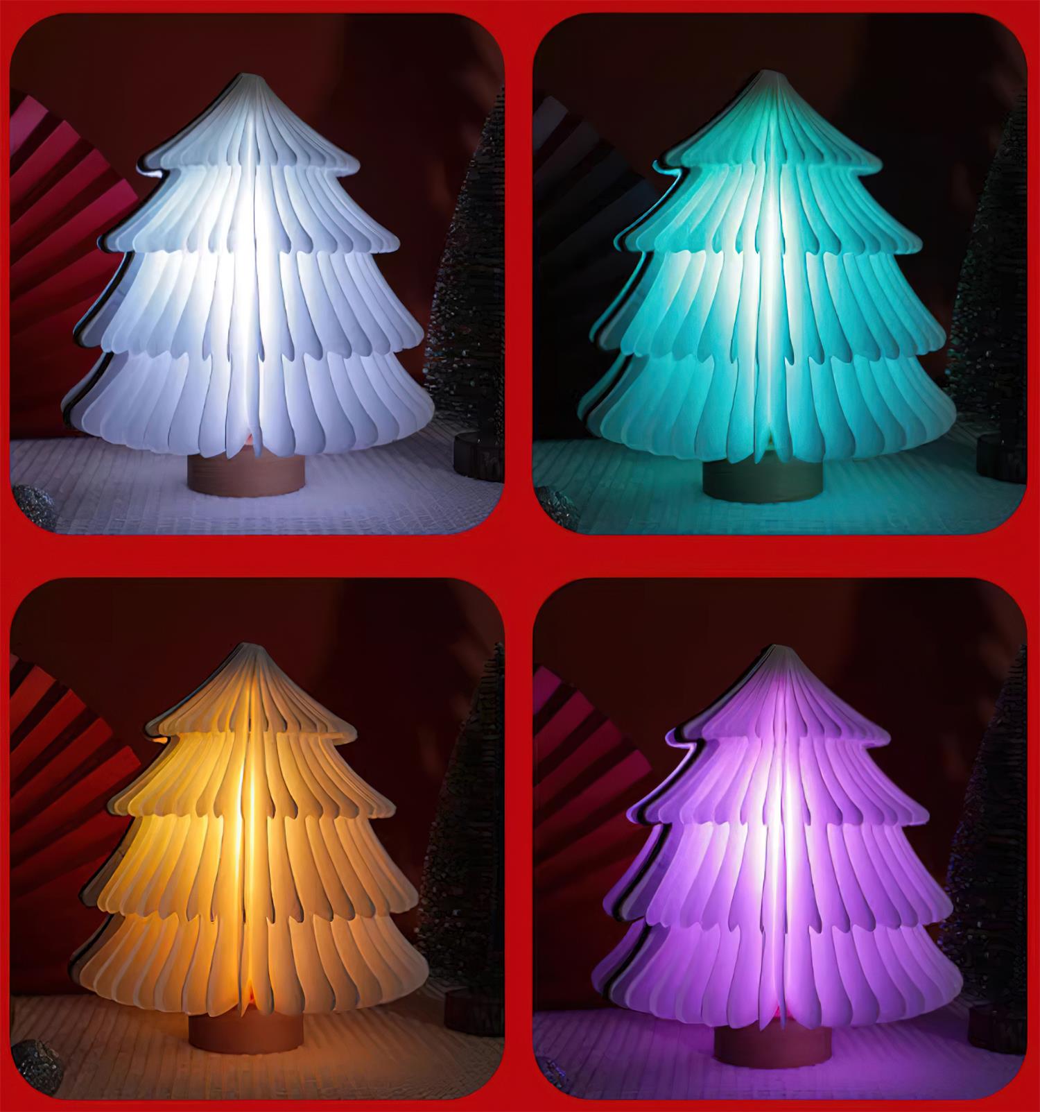 Foldable Christmas Tree Table Lamp - Decorative Holiday LED Light for Home, Office & Party Decor