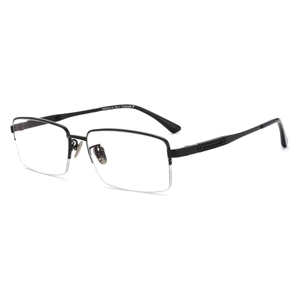 Blue Light Blocking Reading Glasses for Men - Pure Titanium Progressive Multifocus Computer Glasses +1.50 Strength - Anti-Eye Strain for Office Work, Gaming & Screen Time (Black)