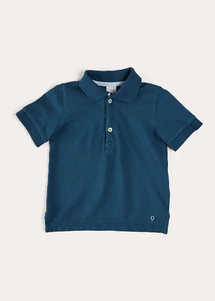 Men's Navy Blue Plain Short Sleeve Polo Shirt for Boys (2-10 Years) - Casual Summer Wear for School & Play