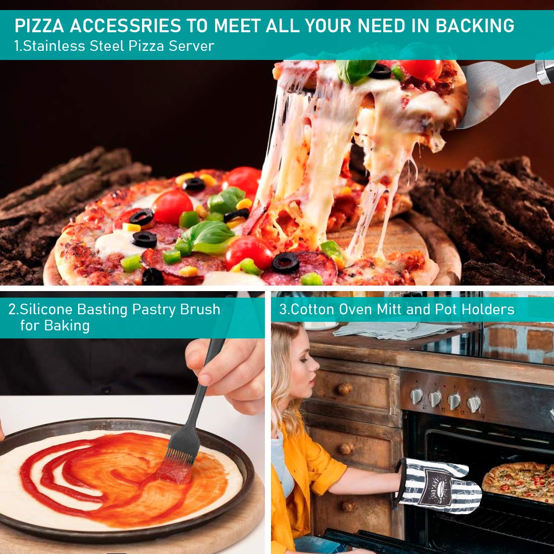 Foldable Pizza Peel Set - 7Pcs 12