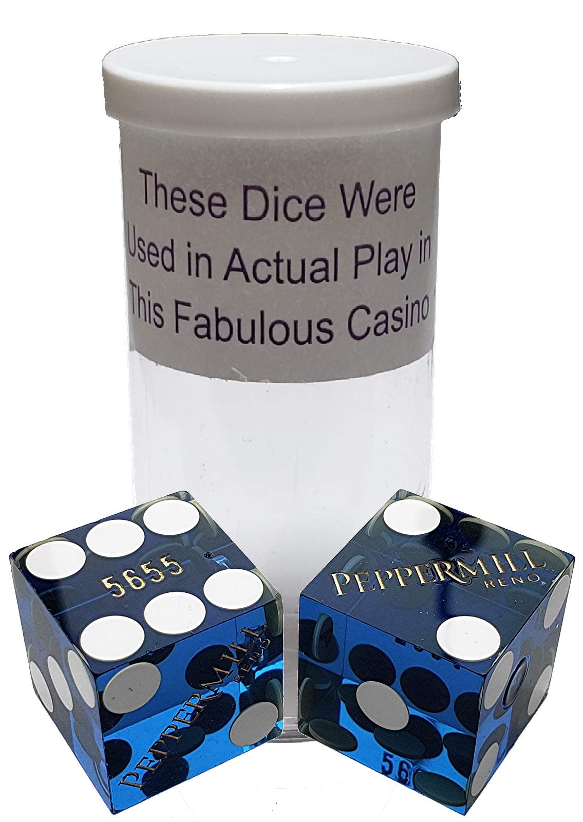 Authentic 19mm Nevada Casino Craps Dice Pair - Blue Polished Reno Peppermill Table-Played Dice for Casino Games, Gambling & Board Games | Perfect for Casino Nights, Home Game Tables & Dice Collectors