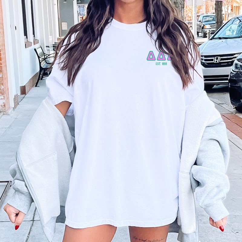 Tri Delta Comfort Colors T-Shirt | Delta Delta Delta Sorority Shirt with Embroidered Letters | Soft Cotton Tee for Sorority Events, Campus Wear & Sisterhood Bonding