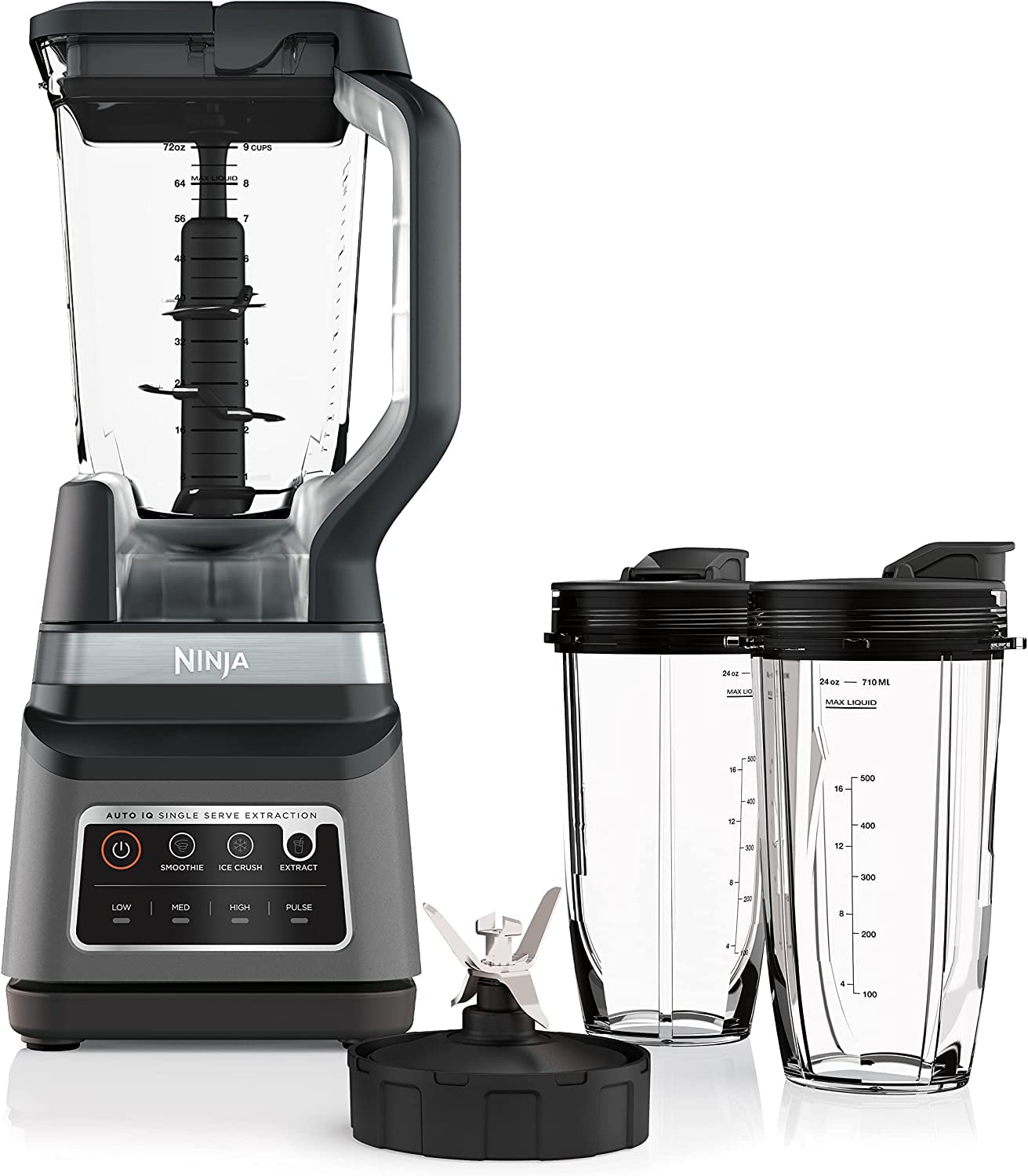 Ninja BN751 Professional Plus DUO Blender - 1400W High-Power Blender with 3 Auto-IQ Programs for Smoothies, Frozen Drinks & Nutrient Extraction - Includes 72oz Crushing Pitcher & 2x 24oz Travel Cups - Perfect for Home Kitchen, Smoothie Bars & Healthy Meal Prep (Black)