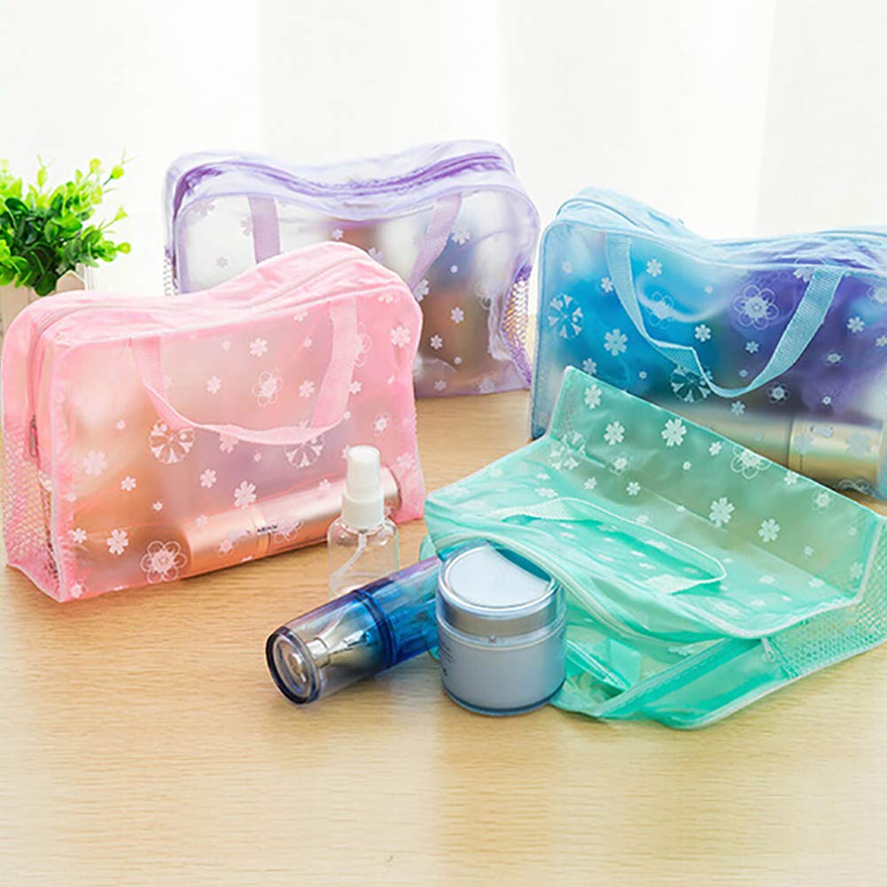 Clear Travel Storage Bag with Zipper - Waterproof Makeup & Toiletry Organizer Pouch (Purple) | Perfect for Cosmetic Storage, Gym Essentials & Vacation Packing