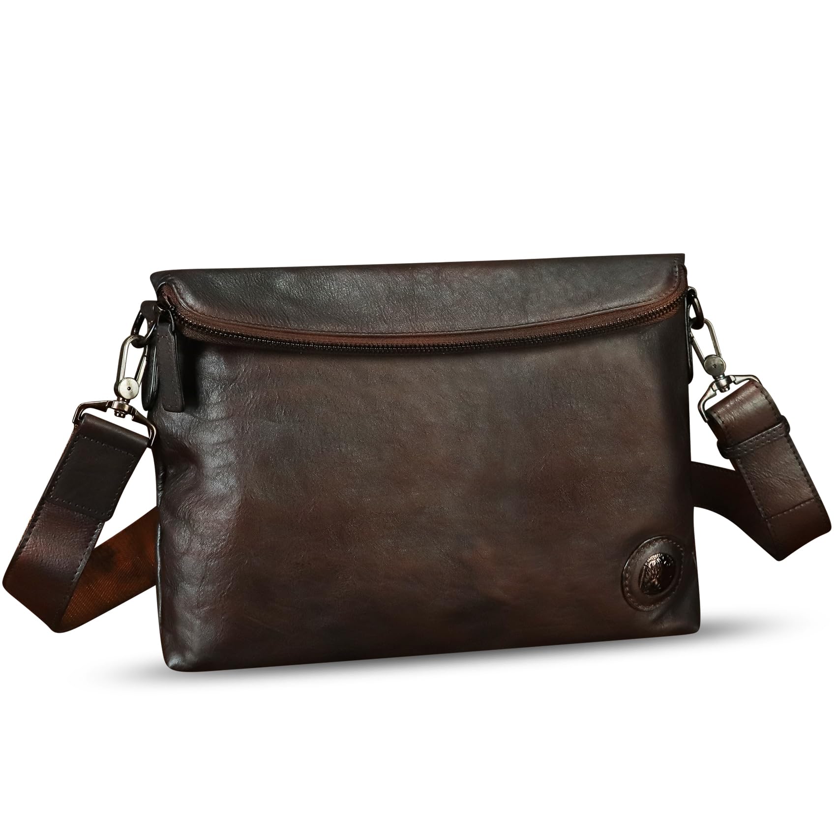 IVTG Genuine Leather Messenger Bag for Men & Women - Crossbody Shoulder Bag with Adjustable Strap | Perfect for Work, Travel & Everyday Use