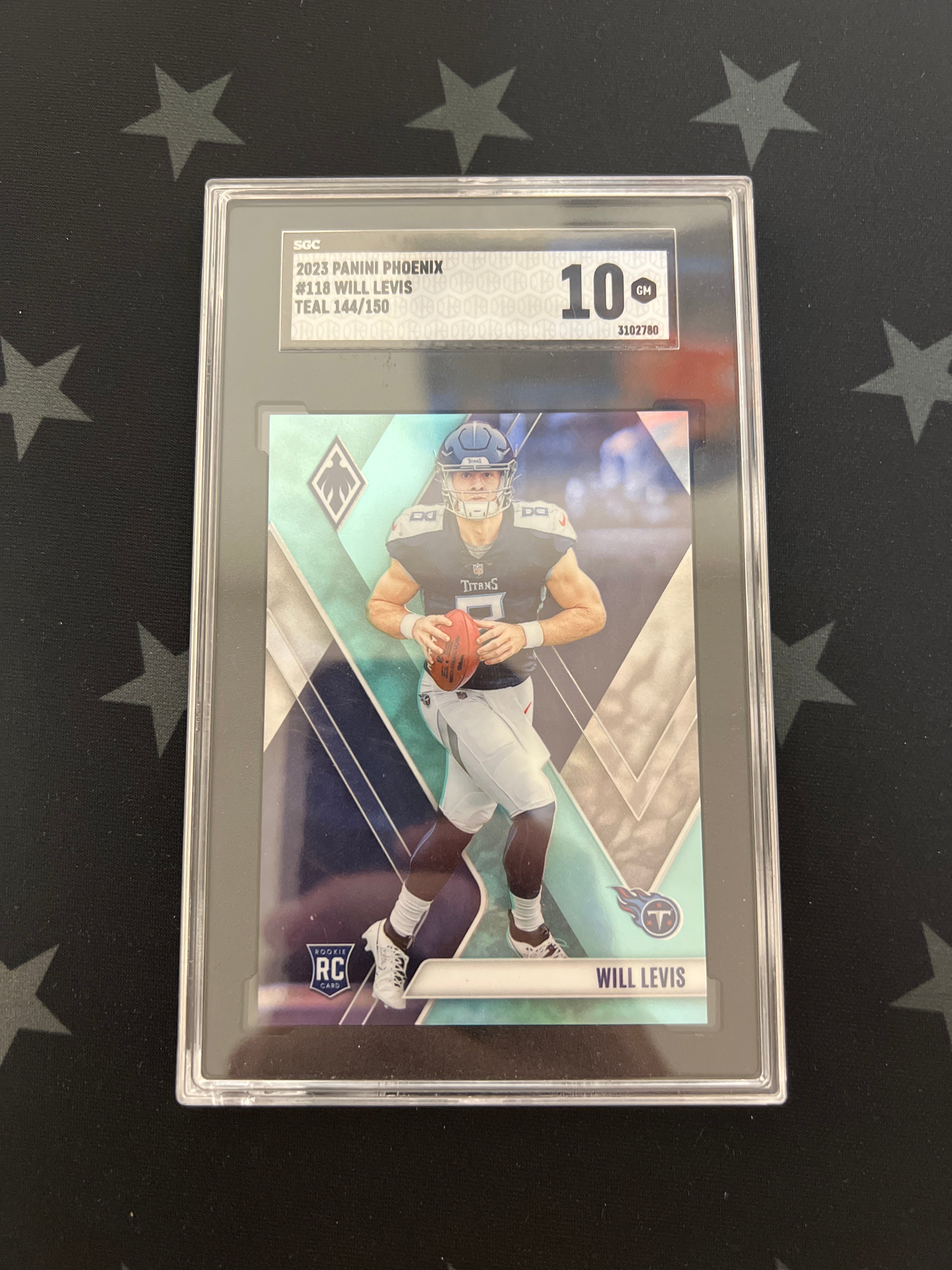2023 Panini Phoenix Will Levis Rookie Card #118 Teal Parallel 144/150 SGC 10 Gem Mint - Perfect for NFL Collectors & Tennessee Titans Fans