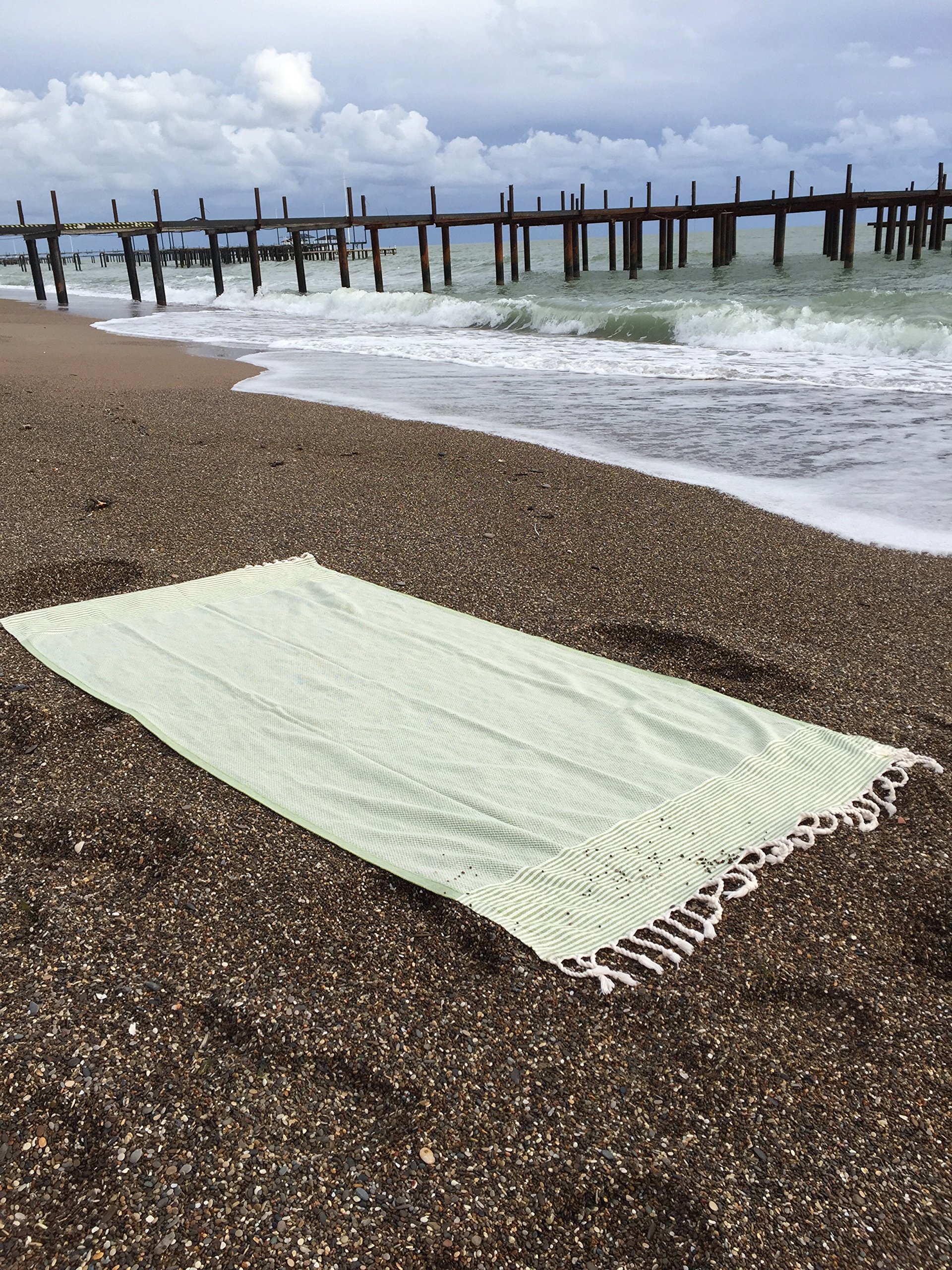 Bersuse 100% Cotton Biarritz Turkish Towel - 37x70 Inches, Olive Green (Set of 6) | Ultra Soft & Absorbent Bath, Beach & Pool Towel for Spa, Travel & Yoga